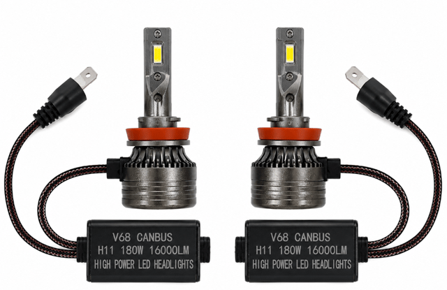 Set 2 Becuri LED H11 V68 180W 16000LM Canbus 6000K 12V Alb Rece